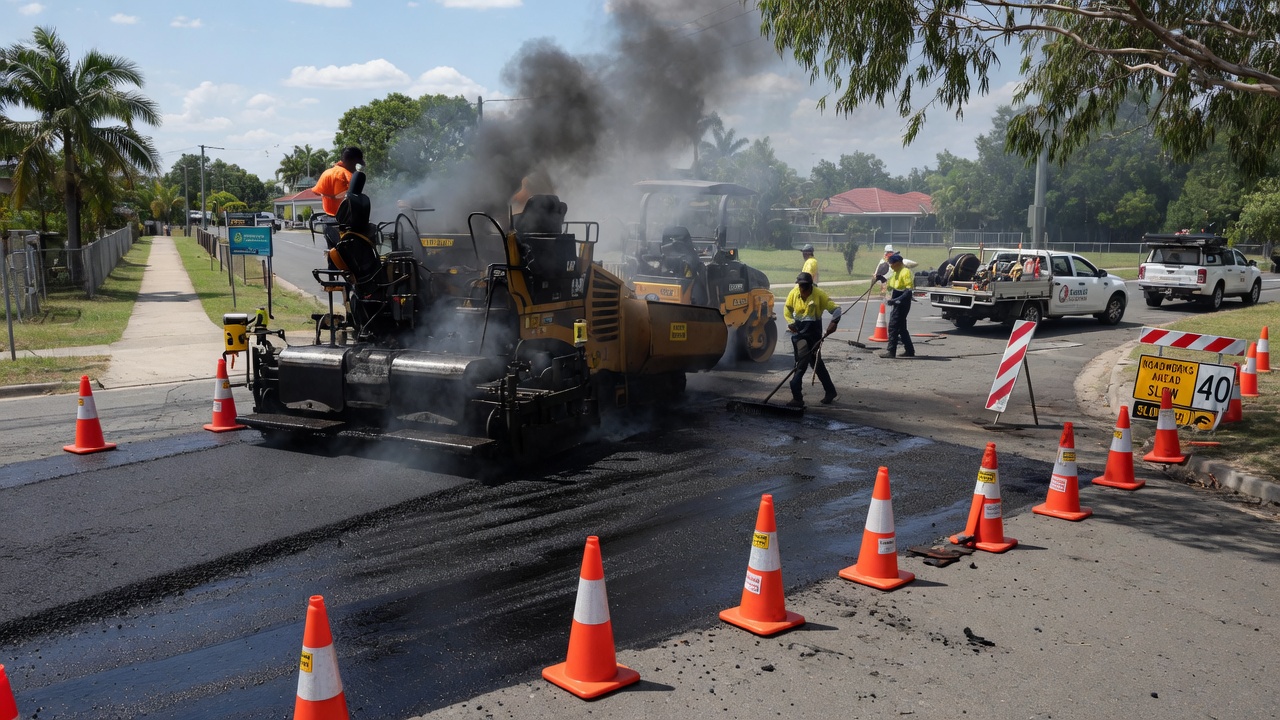 Asphalt crew on site